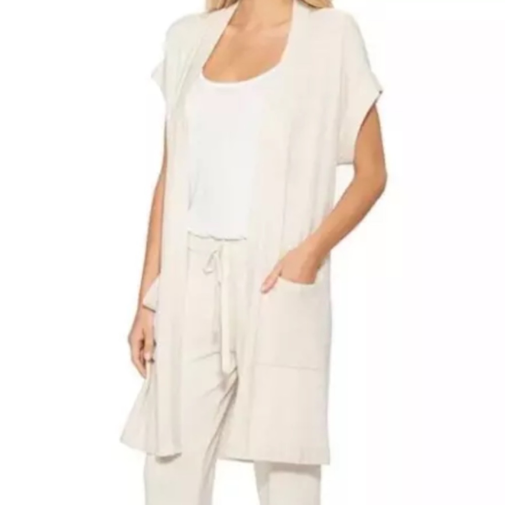 Barefoot Dreams Cozychic Ultra Lite Knit Sleeveless Cardigan Sweater